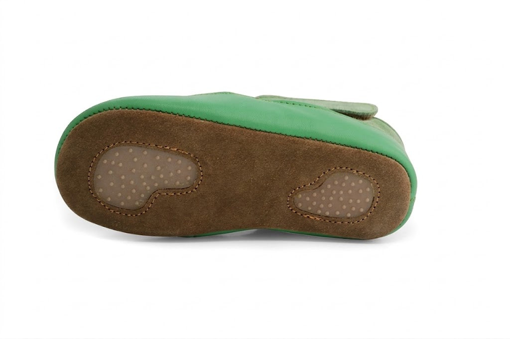 Obex Helis pantofole bambini in pelle antiscivolo per asilo e casa – Verde prato