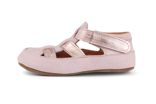 Obex Helis pantofole bambini in pelle antiscivolo per asilo e casa – Rosa metallizzato