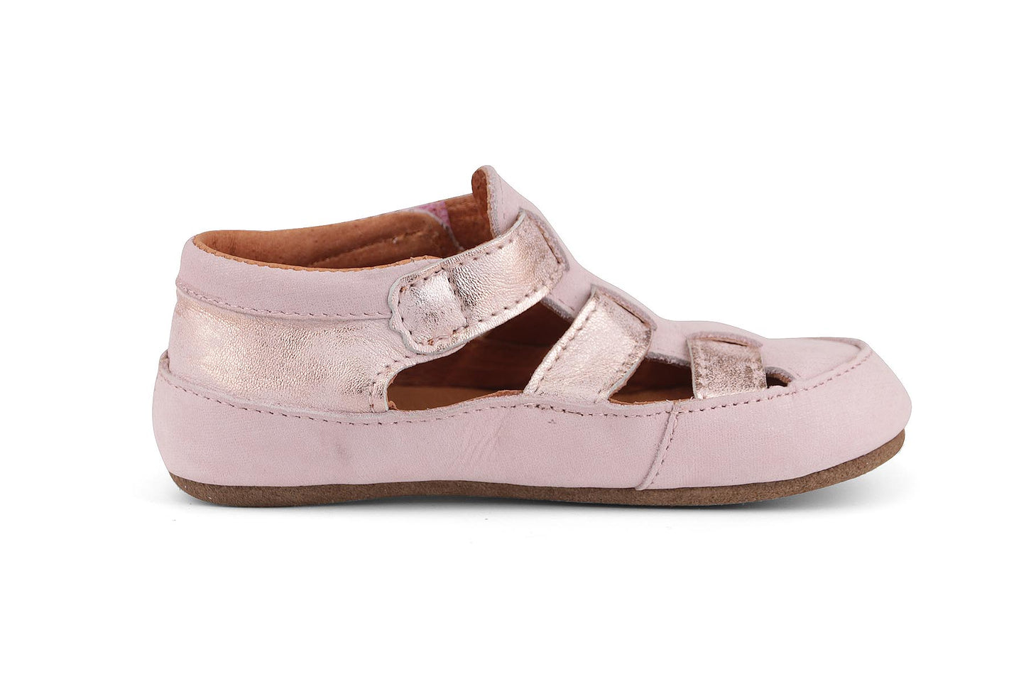 Obex Helis Largo pantofole bambini in pelle per asilo e casa – Rosa metallizzato