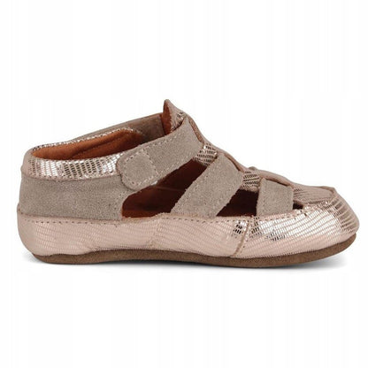 Obex Helis pantofole barefoot bambini in pelle, antiscivolo per asilo e casa – Oro