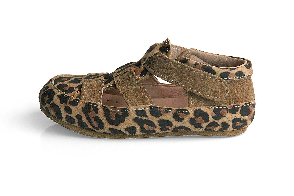 Obex Helis Largo pantofole bambini in pelle per asilo e casa – Leopardato