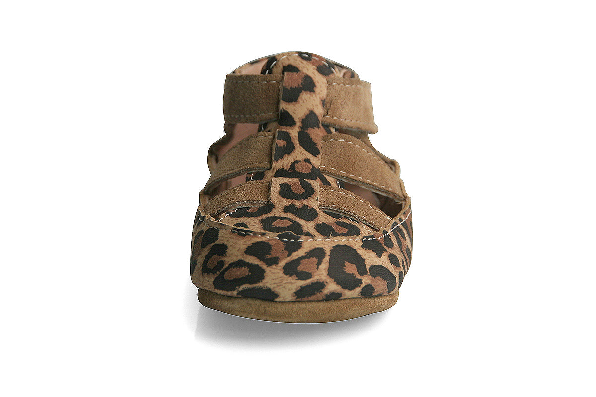 Obex Helis Largo pantofole bambini in pelle per asilo e casa – Leopardato