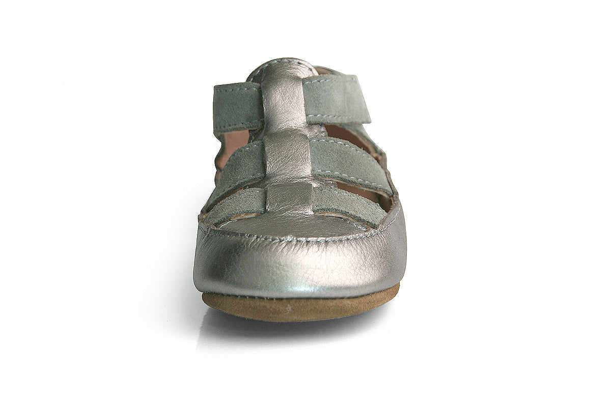 Obex Helis pantofole bambini in pelle antiscivolo per asilo e casa – Argento