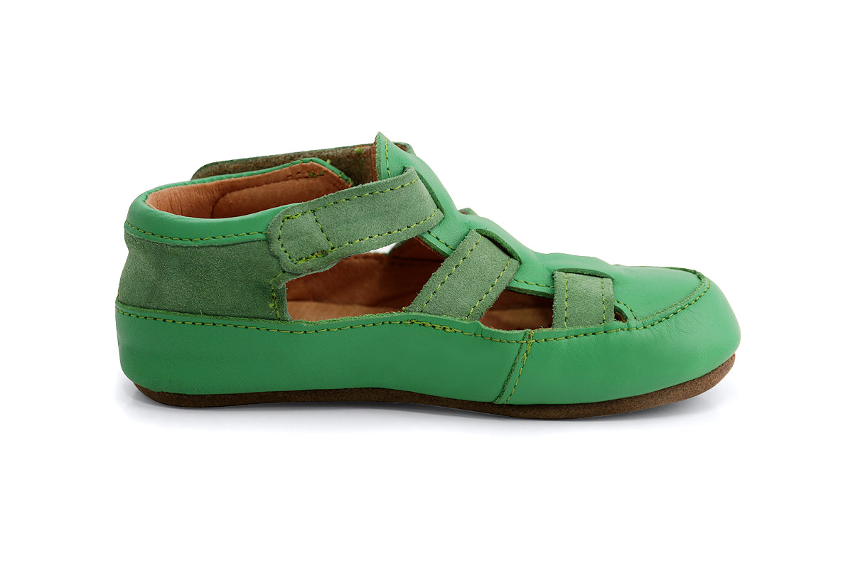 Obex Helis Largo pantofole bambini in pelle per asilo e casa – Verde prato
