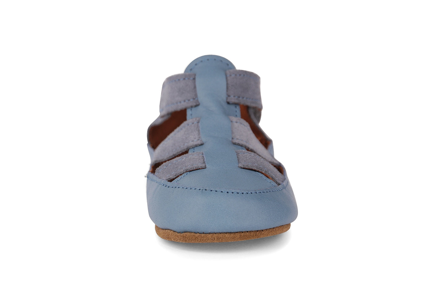 Obex Helis Largo pantofole bambini in pelle per asilo e casa – Blu polvere