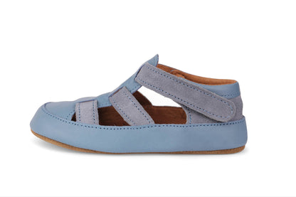 Obex Helis Largo pantofole bambini in pelle per asilo e casa – Blu polvere