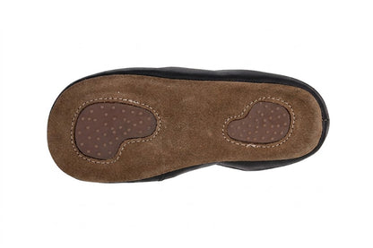 Obex Helis pantofole bambini in pelle antiscivolo per asilo e casa – Nero
