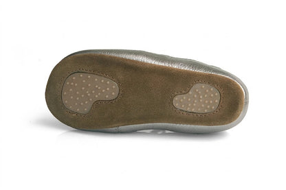 Obex Helis pantofole bambini in pelle antiscivolo per asilo e casa – Argento