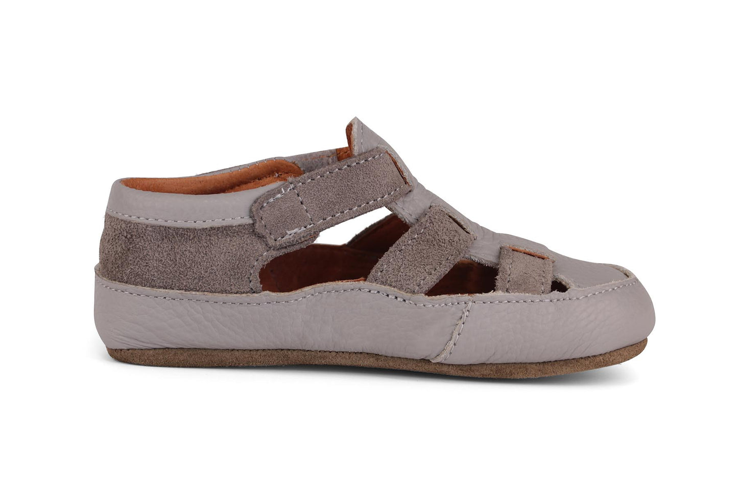 Obex Helis Largo pantofole bambini in pelle per asilo e casa – Grigio cenere