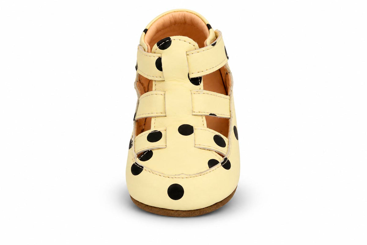 Obex Helis pantofole bambini in pelle antiscivolo per asilo e casa – Pallini gialli