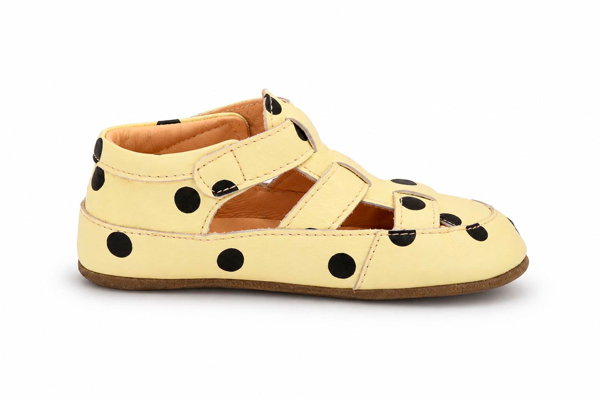 Obex Helis pantofole bambini in pelle antiscivolo per asilo e casa – Pallini gialli