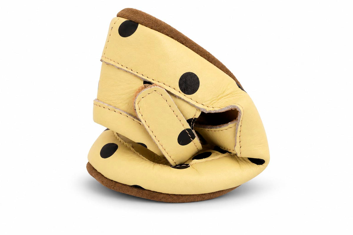 Obex Helis pantofole bambini in pelle antiscivolo per asilo e casa – Pallini gialli