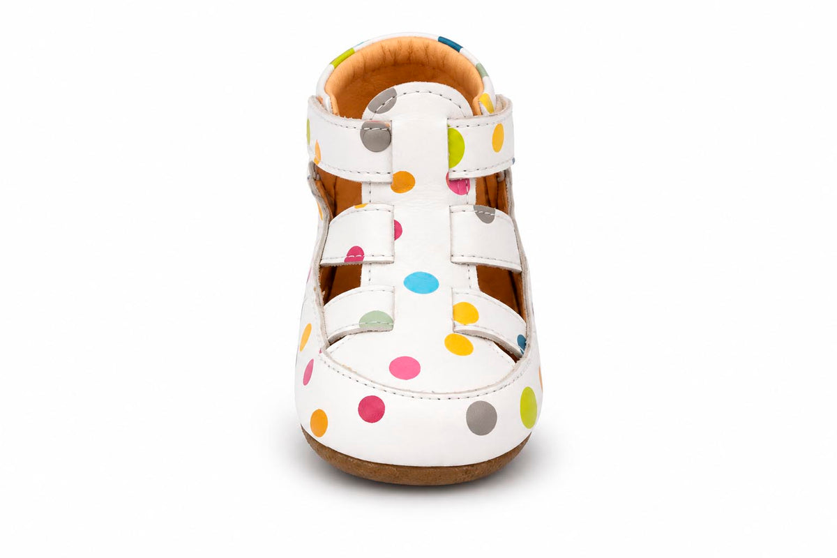 Obex Helis pantofole bambini in pelle antiscivolo per asilo e casa – Pallini multicolore