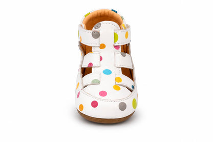 Obex Helis pantofole bambini in pelle antiscivolo per asilo e casa – Pallini multicolore