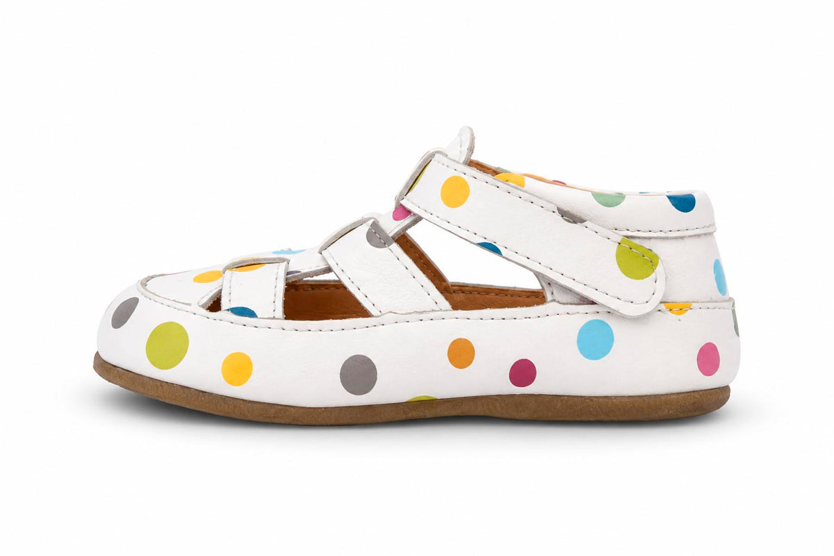 Obex Helis pantofole bambini in pelle antiscivolo per asilo e casa – Pallini multicolore