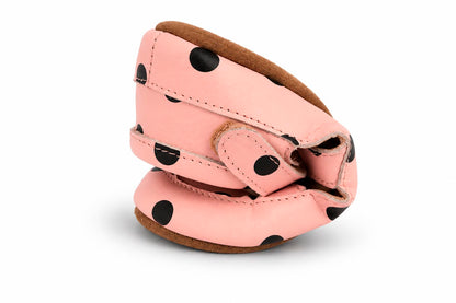 Obex Helis pantofole bambini in pelle antiscivolo per asilo e casa – Pallini rosa
