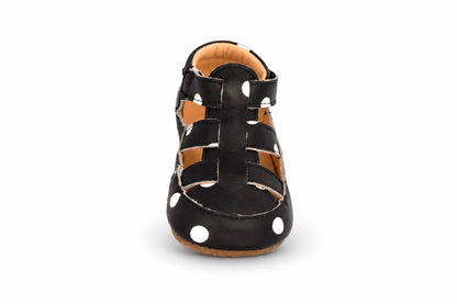 Obex Helis pantofole bambini in pelle antiscivolo per asilo e casa –Pallini bianchi