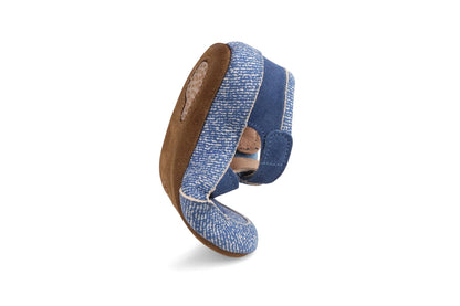 Obex Helis pantofole bambini in pelle antiscivolo per asilo e casa – Denim