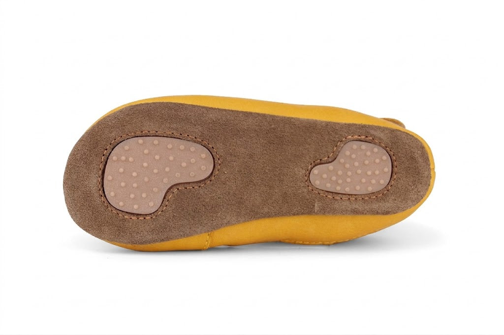 Obex Helis pantofole bambini in pelle antiscivolo per asilo e casa – Senape