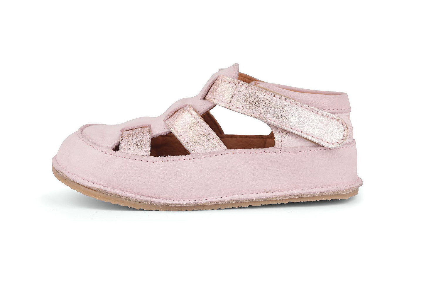 Obex Helis sandali bambini in pelle antiscivolo per estate e asilo – Rosa metallizzato