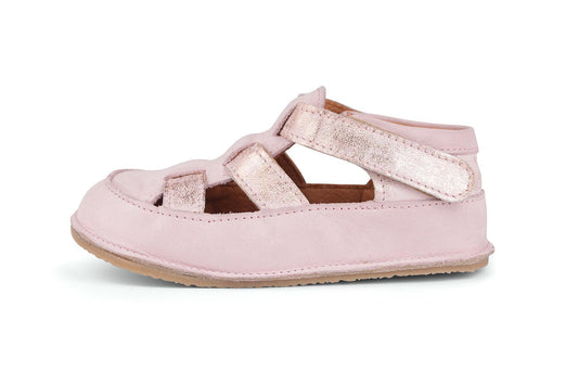 Obex Helis sandali bambini in pelle antiscivolo per estate e asilo – Rosa metallizzato