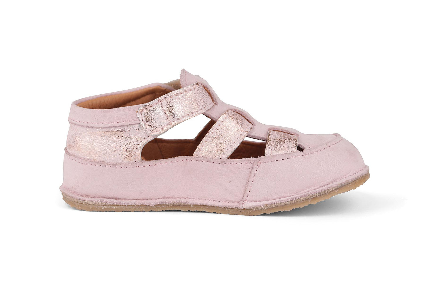 Obex Helis sandali bambini in pelle antiscivolo per estate e asilo – Rosa metallizzato