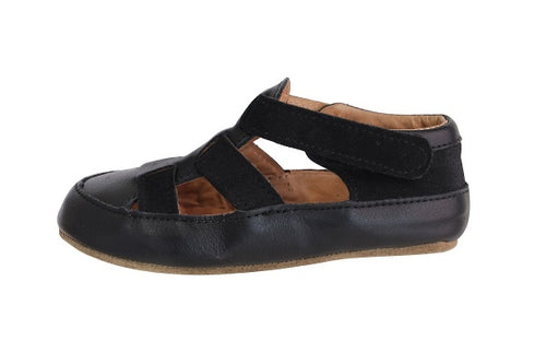 Obex Helis pantofole bambini in pelle antiscivolo per asilo e casa – Nero