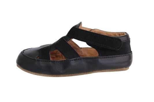 Obex Helis pantofole bambini in pelle antiscivolo per asilo e casa – Nero