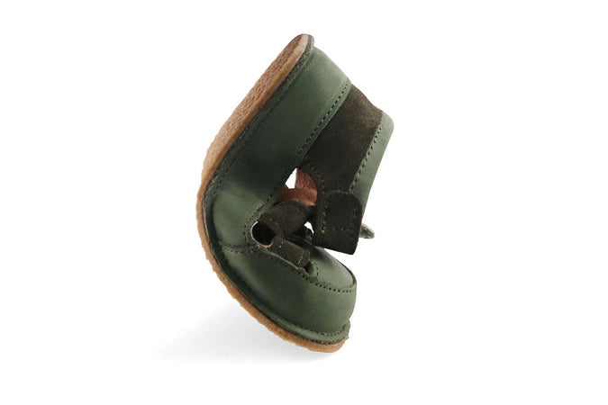 Obex Helis sandali bambini in pelle antiscivolo per estate e asilo – Verde salvia
