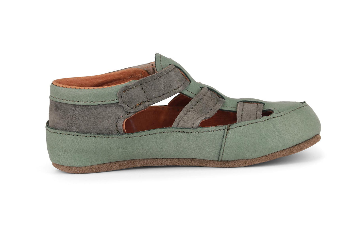 Obex Helis pantofole bambini in pelle antiscivolo per asilo e casa – Verde salvia