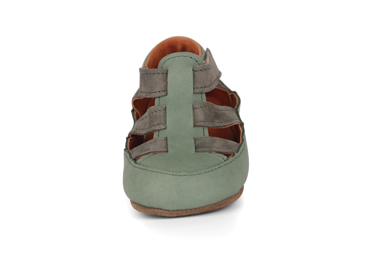 Obex Helis Largo pantofole bambini in pelle per asilo e casa – Verde salvia